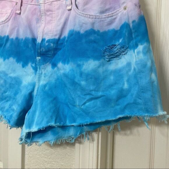 Hudson Lori High Rise Shorts Blue and Purple Tie Dye Denim Cutoffs Size 30 New - Picture 4 of 15